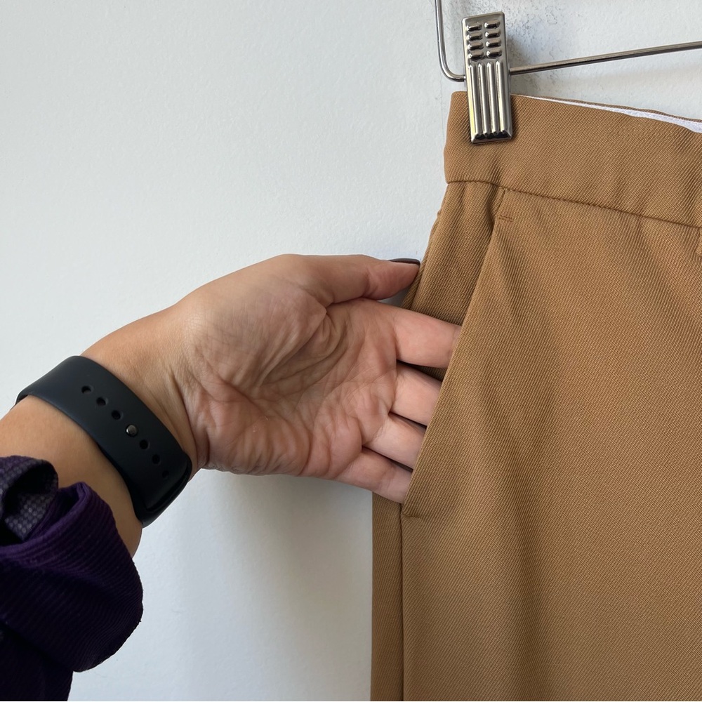 Aritzia Wilfred Tan Midrise Wool Blend Straight Leg Trouser Pants Size 2 - Picture 5 of 10
